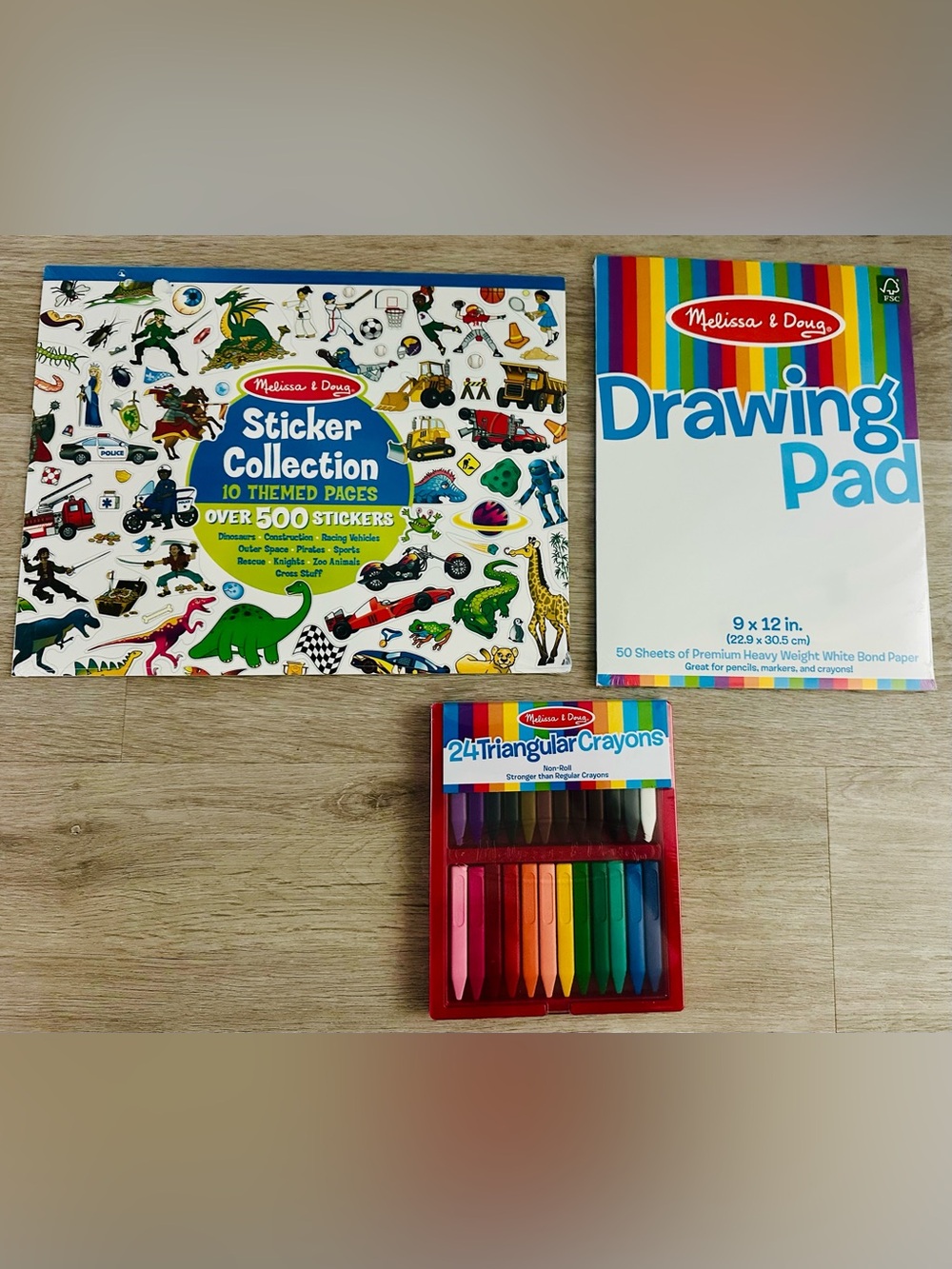 NWT, MELISSA & DOUG Bundle - Sticker Collection AND Crayons AND Drawing Pad